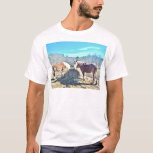 Rescued Draught Horses eating hay T-Shirt