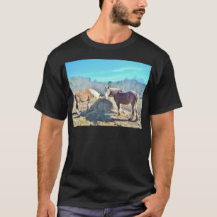Rescued Draught Horses eating hay T-Shirt