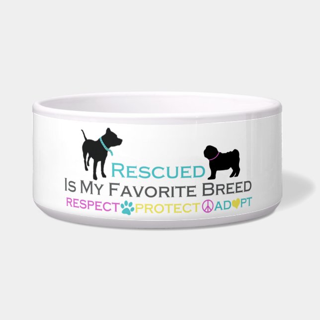 Rescued is Favourite Breed Pet Bowl (Front)