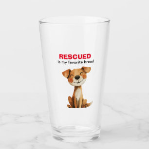 Rescued is my favorite breed dog design glass