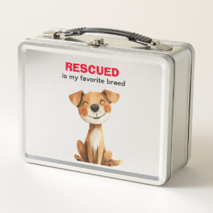 Rescued is my favorite breed dog design metal lunch box