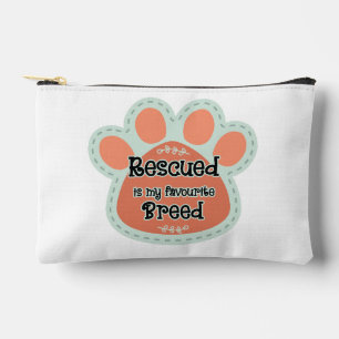 Rescued Is My Favorite Breed Dog Paw Print Accessory Pouch