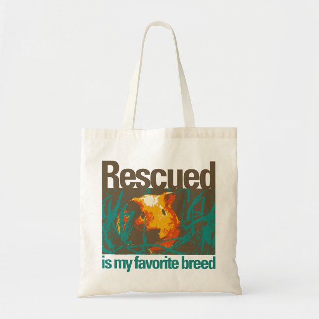 Rescued is my favourite Breed Bag, Guinea Pig Tote Bag (Front)