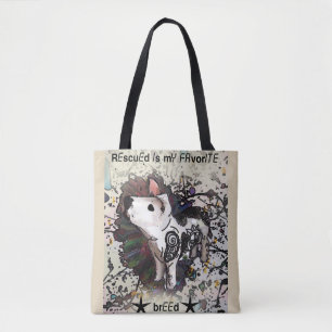 Rescued is my favourite breed tote bag