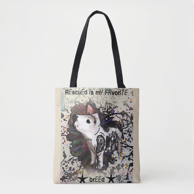 Rescued is my favourite breed tote bag (Front)