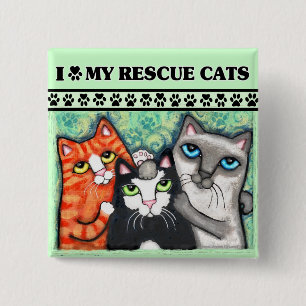 Rescued Shelter Cat Love Button