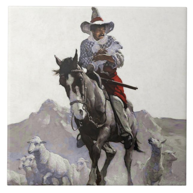 Rescued Western Art by NC Wyeth Tile (Front)