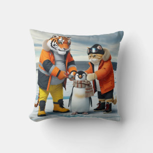 Rescuing Little Penguins: Orange Cat and Fat Tiger Cushion