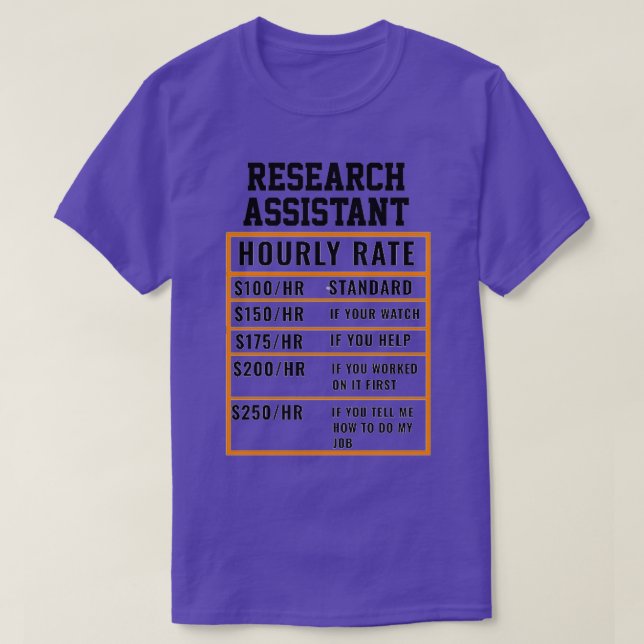 Research Assistant Hourly Rate T-Shirt (Design Front)