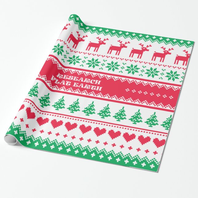 RESEARCH FLAT EARTH XMAS Gifts Wrapping Paper (Unrolled)