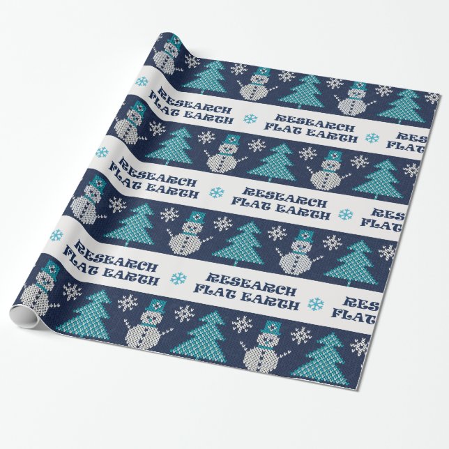 RESEARCH FLAT EARTH XMAS Gifts Wrapping Paper v.2 (Unrolled)
