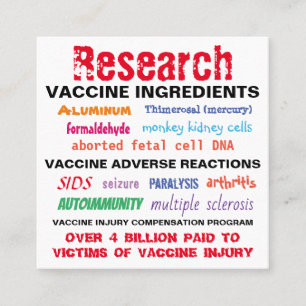 Research Vaccines Business Cards / Hand Out Cards