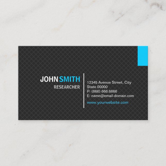 Researcher - Modern Twill Grid Business Card (Front)