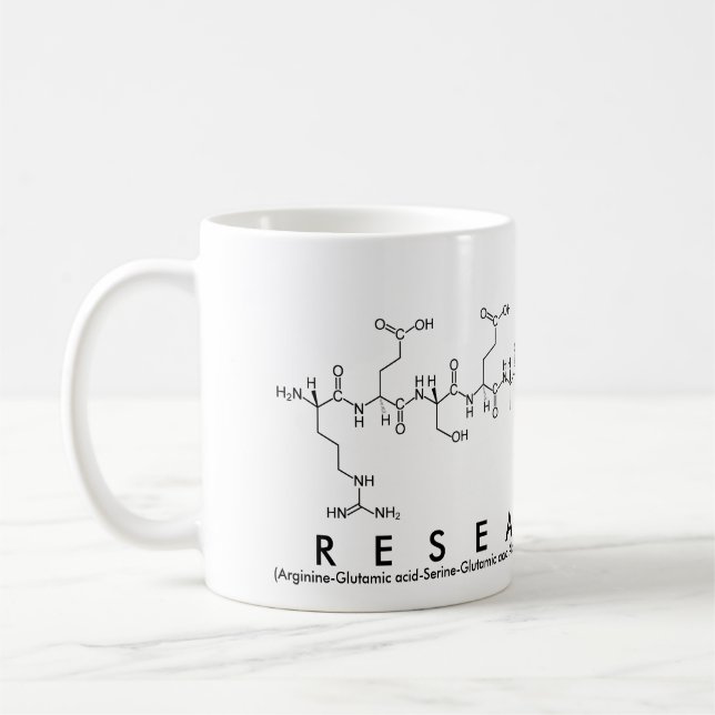 Researcher peptide word mug (Left)