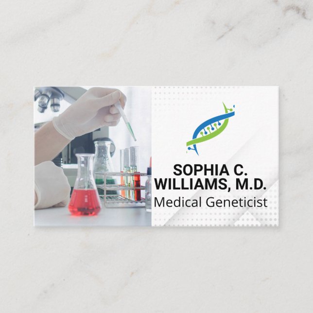 Researchers Working in Lab Running Test | Gene   Business Card (Front)