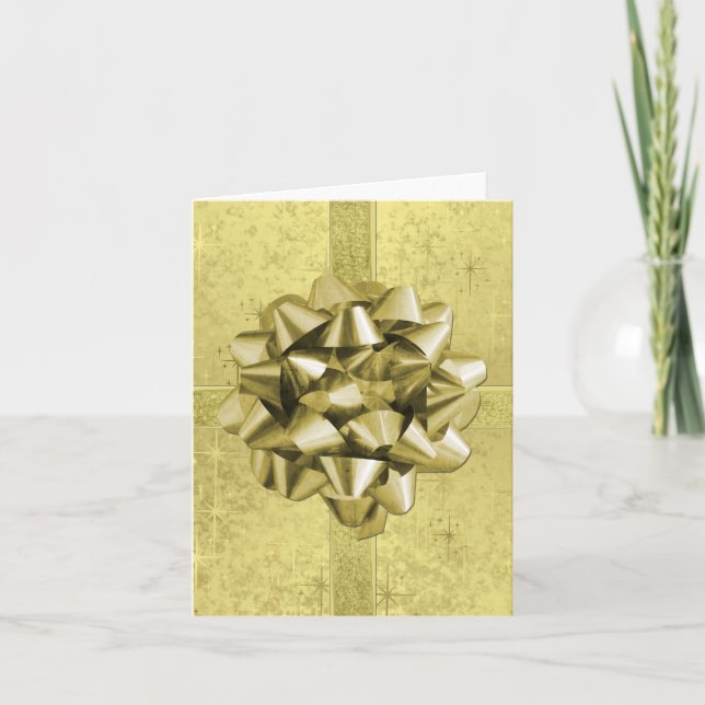 Resembles a Gold Foil Christmas Present Holiday Card (Front)