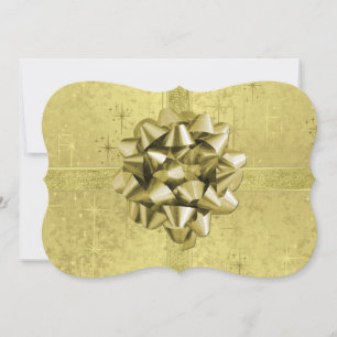 Resembles a Gold Foil Christmas Present Holiday Card