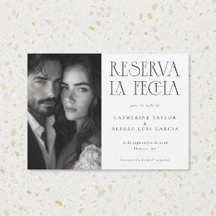 Reserva La Fecha Black White Spanish Photo Wedding Save The Date