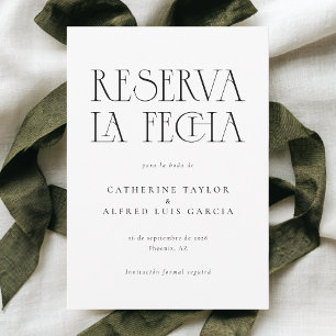 Reserva La Fecha Black White Spanish Wedding Photo Save The Date
