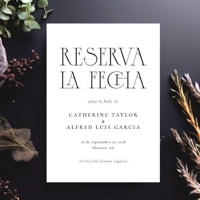 Reserva La Fecha Black White Spanish Wedding Save The Date (Creator Uploaded)