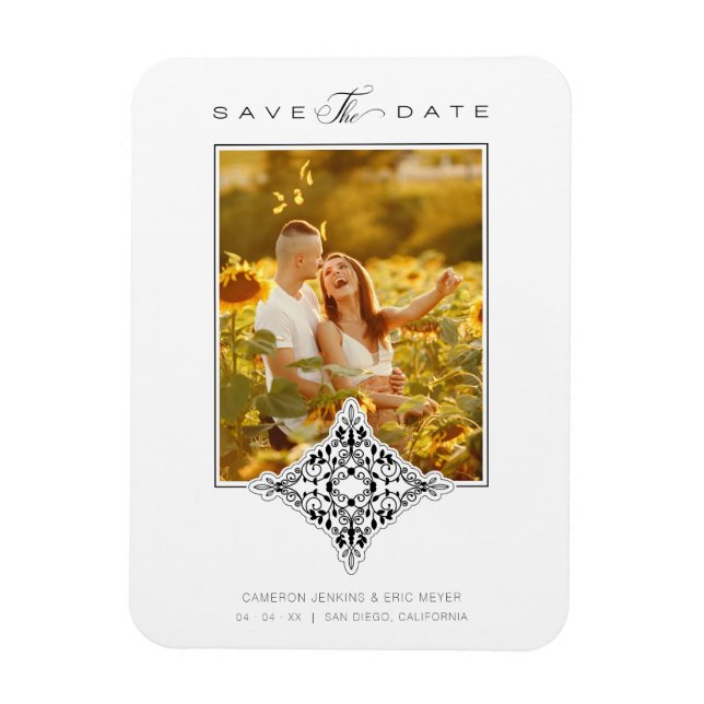 Reserva La Fecha Covid19 Black Chic Lace Romantic  Magnet (Vertical)