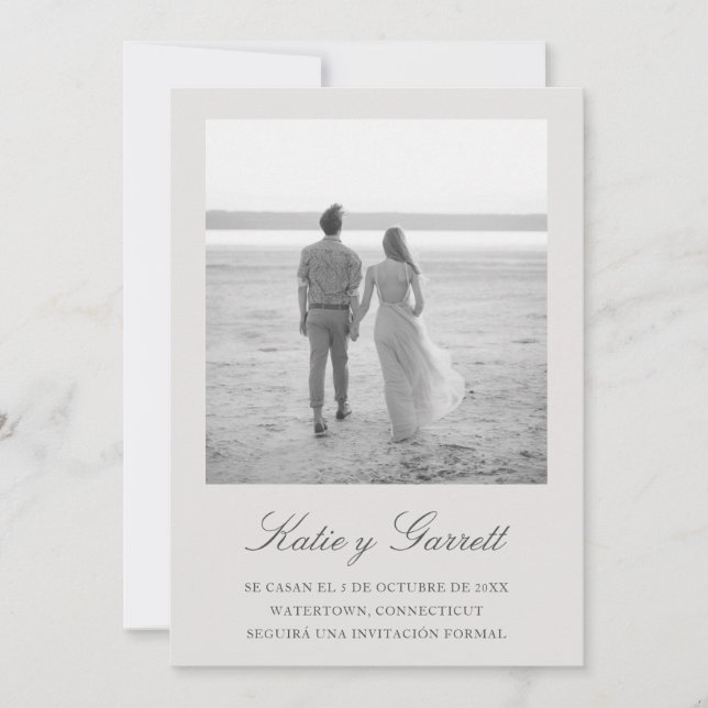 Reserva la Fecha Elegant Simple Grey Photo Spanish Save The Date (Front)