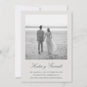 Reserva la Fecha Elegant Simple Grey Photo Spanish Save The Date
