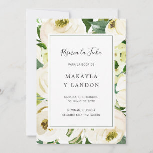 Reserva la Fecha Elegant White Floral Spanish Save The Date