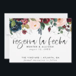 Reserva La Fecha Modern FloralInvitation Save The Date<br><div class="desc">This modern photo wedding save the date flat card has a warm, minimalist design. The front features a lively script text above your first names and date. On the back, we've set the background as transparent, so that the colour of the paper will serve as the base colour. You can...</div>