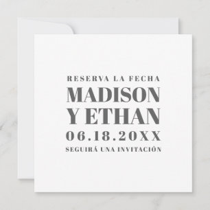 Reserva La Fecha Modern Grey and White Spanish Save The Date