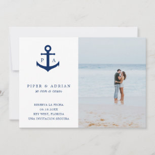Reserva La Fecha Nautical Anchor Monogram Photo Save The Date