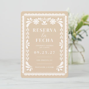 Reserva La Fecha Papel Picado Boda Mexicana Invitation