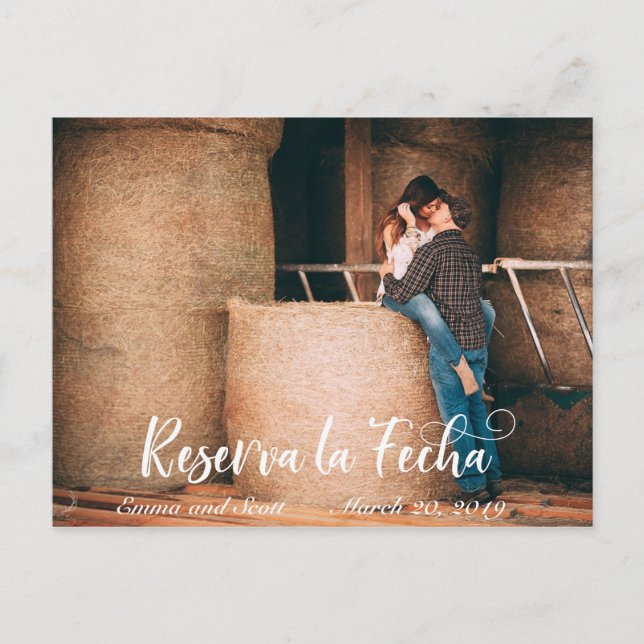 Reserva La Fecha Photo Save the Date Spanish Announcement Postcard (Front)