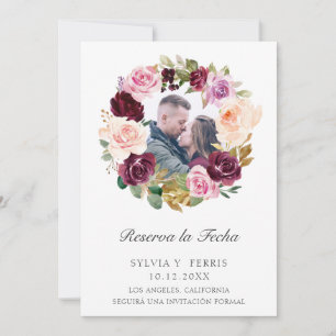 Reserva la Fecha Purple Floral Photo Spanish Save The Date