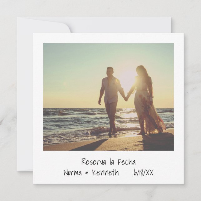 Reserva La Fecha Retro Instant Photo Spanish Save The Date (Front)