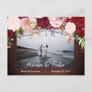 Reserva la Fecha Save the Date Spanish Wood Announcement Postcard