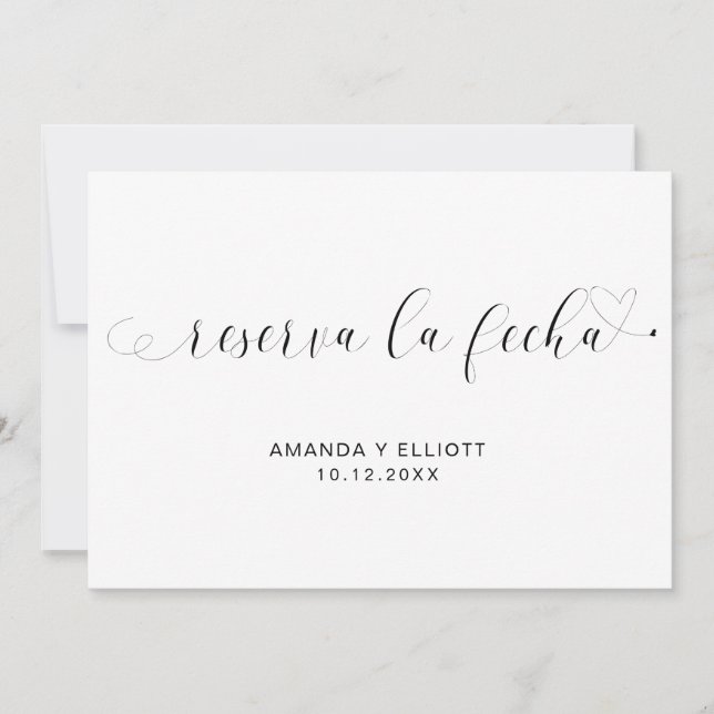 Reserva la Fecha Simple Black and White Spanish Save The Date (Front)