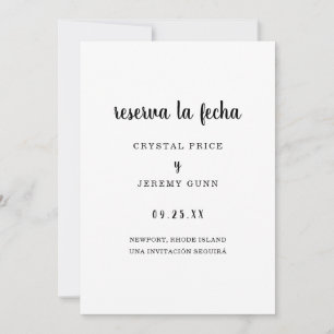 Reserva la Fecha Simple Black and White Spanish Save The Date