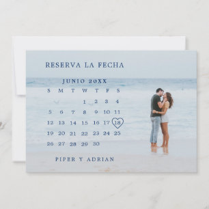 Reserva La Fecha Simple Navy Blue Calendar Photo Save The Date
