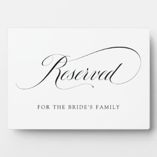 Reserved   Black and White Ornate Script Wedding Plaque