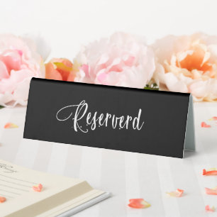 Reserved black white script elegant