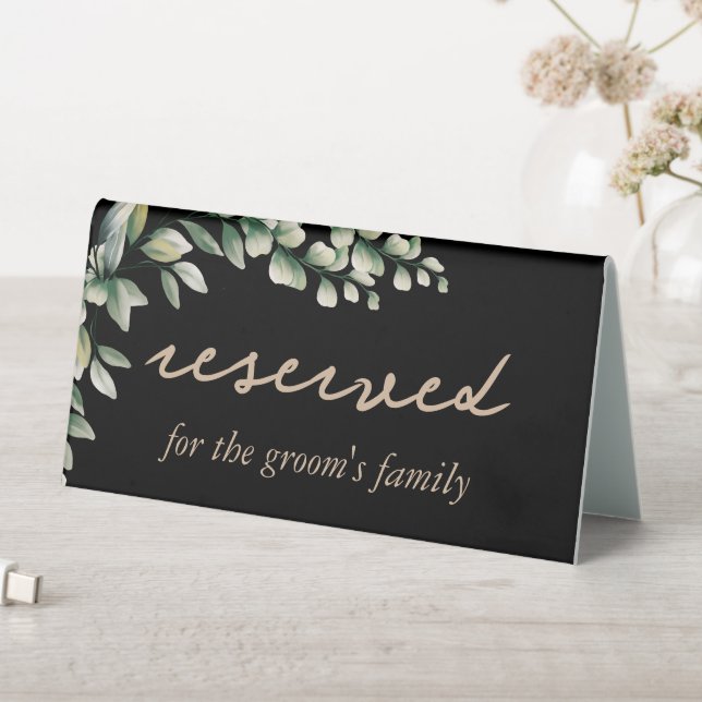 Reserved eucalyptus leaves elegant table sign (In SItu (Table))