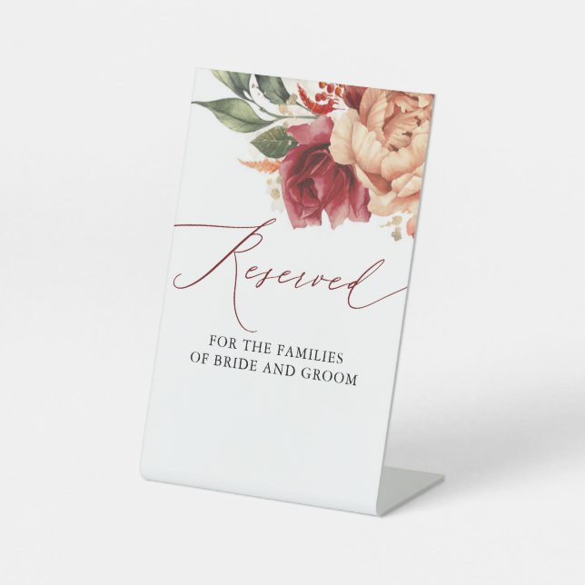 Reserved - Fall Earthy Flowers Wedding Pedestal Sign (Front)