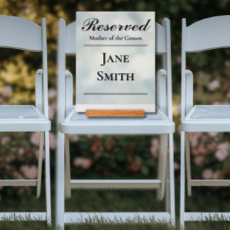 Reserved Family Seat Sign for Wedding