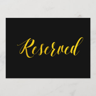 "Reserved" Faux Gold Foil Chic Wedding Sign Invitation