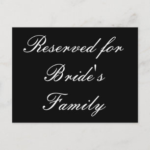 Reserved for Bride's Family Postcard