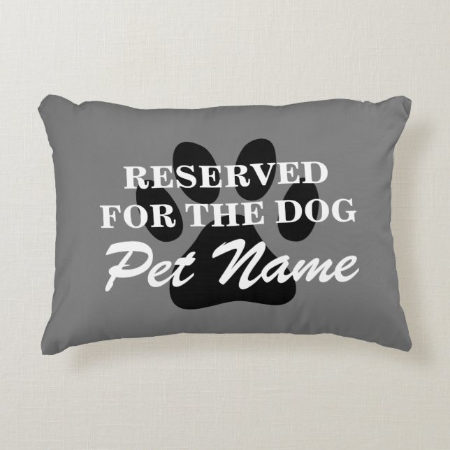 Reserved for dog grey paw print custom decorative cushion (Front)