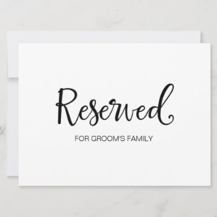 "Reserved For Family" Wedding Sign   Calligraphy