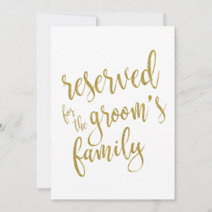 Reserved for Groom's Family  Affordable Sign