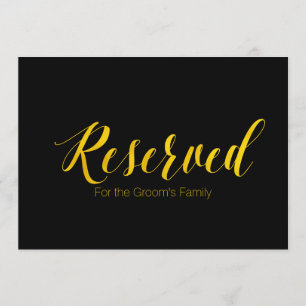 "Reserved for Groom's Family" Chic Wedding Sign Invitation